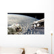Astronauts Performing Work Space Cloudy Planet Wall Decal