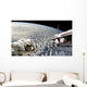 Astronauts Performing Work Space Cloudy Planet Wall Decal