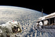 Astronauts Performing Work Space Cloudy Planet Wall Decal