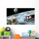 Astronauts Performing Work Space Moon Wall Decal