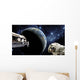 Astronauts Performing Work Space Distant Earth Wall Decal
