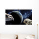 Astronauts Performing Work Space Distant Earth Wall Decal