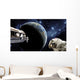Astronauts Performing Work Space Distant Earth Wall Decal