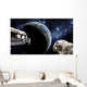 Astronauts Performing Work Space Distant Earth Wall Decal