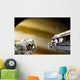 Astronauts Performing Work Space Saturn Wall Decal