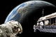 Astronauts Performing Work Space Shadow Earth Wall Decal
