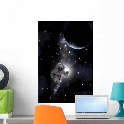 Artist's Concept Astronaut Floating Space Vertical Wall Decal shown on a wall