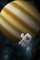 Astronaut Floating Space Front Wall Decal