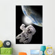 Astronaut Floating Outer Space Horizontal Wall Decal