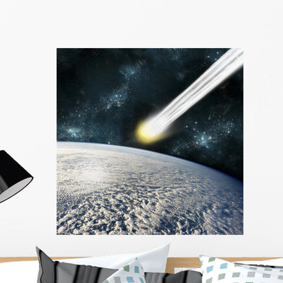 Earth-like Planet Facing Imminent Wall Decal shown on a wall