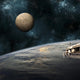 Astronauts Working Space Station Moon Wall Decal