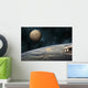 Astronauts Working Space Station Horizontal Moon Wall Decal