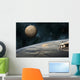 Astronauts Working Space Station Horizontal Moon Wall Decal