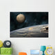 Astronauts Working Space Station Horizontal Moon Wall Decal