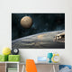 Astronauts Working Space Station Horizontal Moon Wall Decal