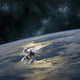 Astronaut Floating above Earth Wall Decal