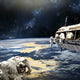 Astronauts Working Space Station Planet Wall Decal