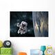 Astronaut Floating above Earth Horizontal Wall Decal