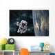 Astronaut Floating above Earth Horizontal Wall Decal