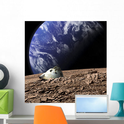 Scorched Space Capsule Earth Wall Decal shown on a wall