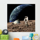 Astronaut Surveys His Situation Rocky Planet Wall Decal