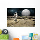 Astronaut Barren Planet Horizontal Wall Decal