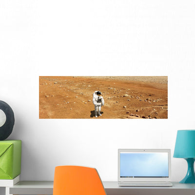 Astronaut Looking up Alien Wall Decal shown on a wall