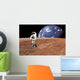 Astronaut Standing Barren World Horizontal Wall Decal