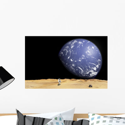 Astronaut Works with His Wall Decal shown on a wall