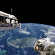 Astronauts Performing Work Space Earth Wall Decal