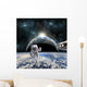 Astronauts Work Space Station Distant Planet Wall Decal