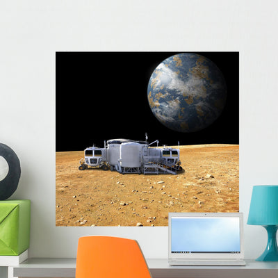 Artist's Depiction Lunar Base Wall Decal shown on a wall