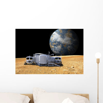 Artist's Depiction Lunar Base Horizontal Wall Decal shown on a wall