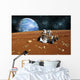 Astronauts Explore Barren Moon Horizontal Wall Decal