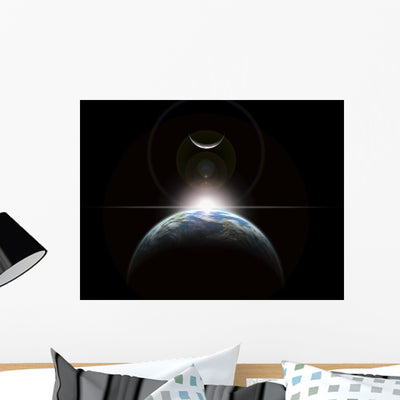 Star Rising over Earth-like Wall Decal shown on a wall
