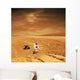 Lone Astronaut Looks up Square Wall Decal