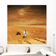 Lone Astronaut Looks up Square Wall Decal