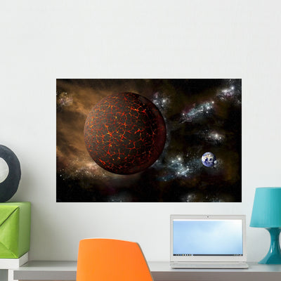 Mythical Planet Known as Wall Decal shown on a wall