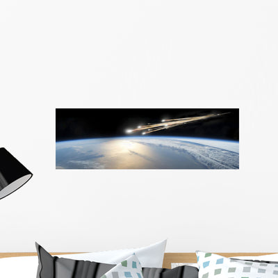 Meteor Streaks towards Collision Wall Decal shown on a wall