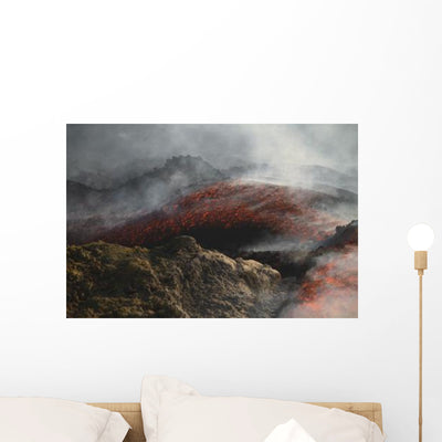Mount Etna Lava Flow Wall Decal Design 2 shown on a wall
