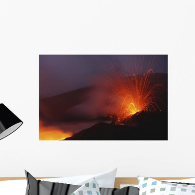 Mount Etna Eruption Sicily Wall Decal shown on a wall
