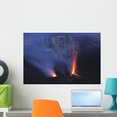 Stromboli Eruption Aeolian Islands Wall Decal Design 10 shown on a wall