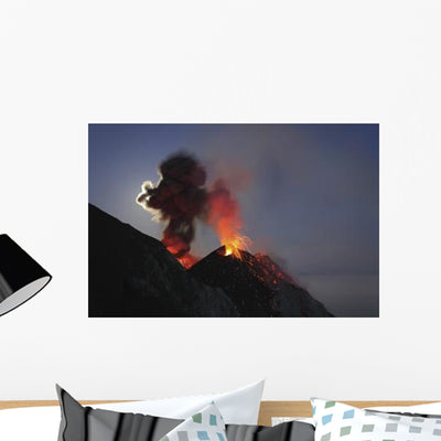 Stromboli Eruption Aeolian Islands Wall Decal Design 8 shown on a wall