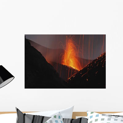 Stromboli Eruption Aeolian Islands Wall Decal Design 7 shown on a wall