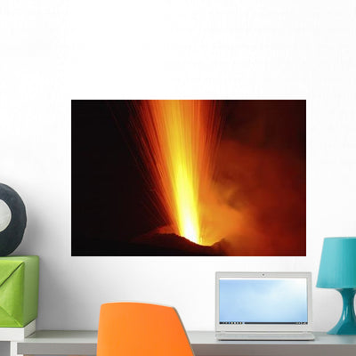 Stromboli Eruption Aeolian Islands Wall Decal Design 4 shown on a wall