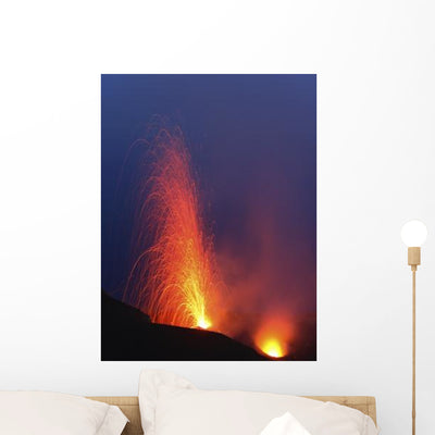 Stromboli Eruption Aeolian Islands Wall Decal Design 3 shown on a wall