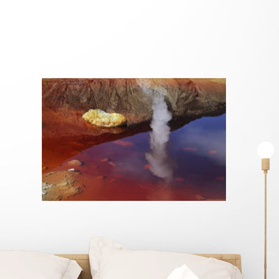 Papandayan Acid Lake with Wall Decal shown on a wall