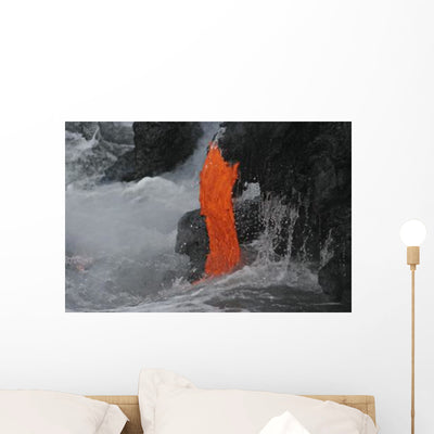 Kilauea Lava Flow Sea Wall Decal Design 3 shown on a wall