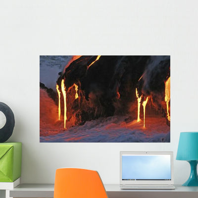 Kilauea Lava Flow Sea Wall Decal Design 2 shown on a wall