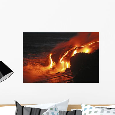 Kilauea Lava Flow Sea Wall Decal Design 1 shown on a wall